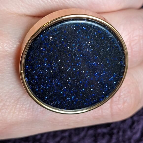 blue gold stone cocktail ring - Picture 7 of 7